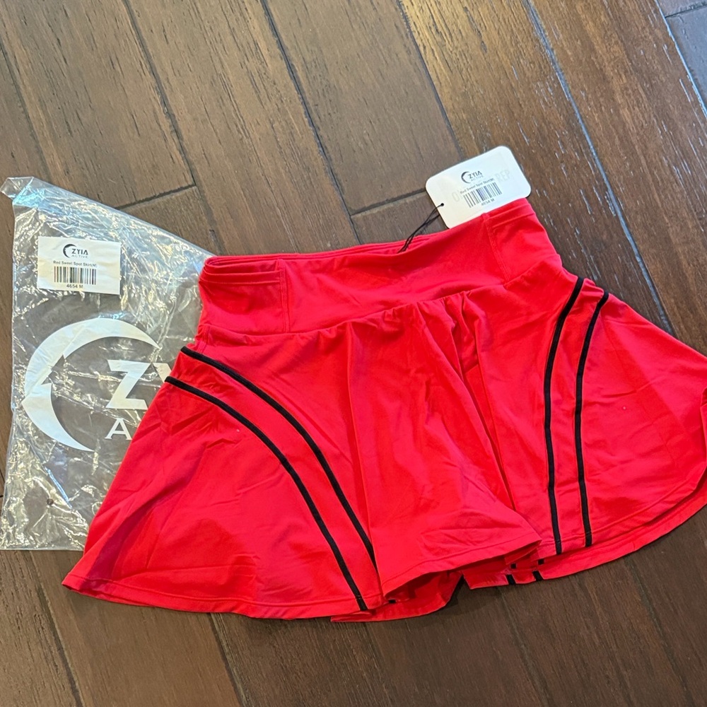 ZYIA Bright Red Athletic Skort with Seam Detailing